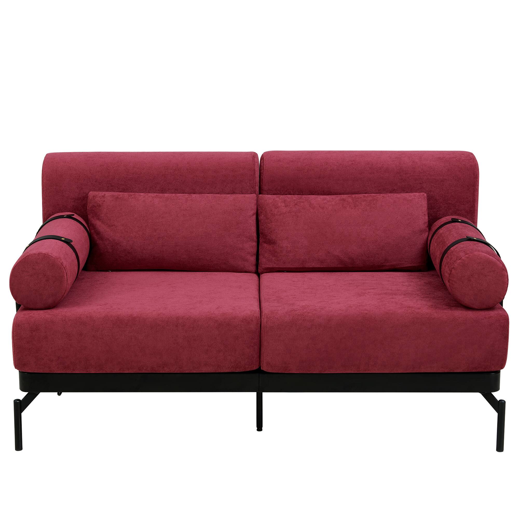 Alt View 7. GOODSILO - Modern Loveseat Sofa 59"" Couch 2-Seater with USB Ports & Unique Armrests - Red.