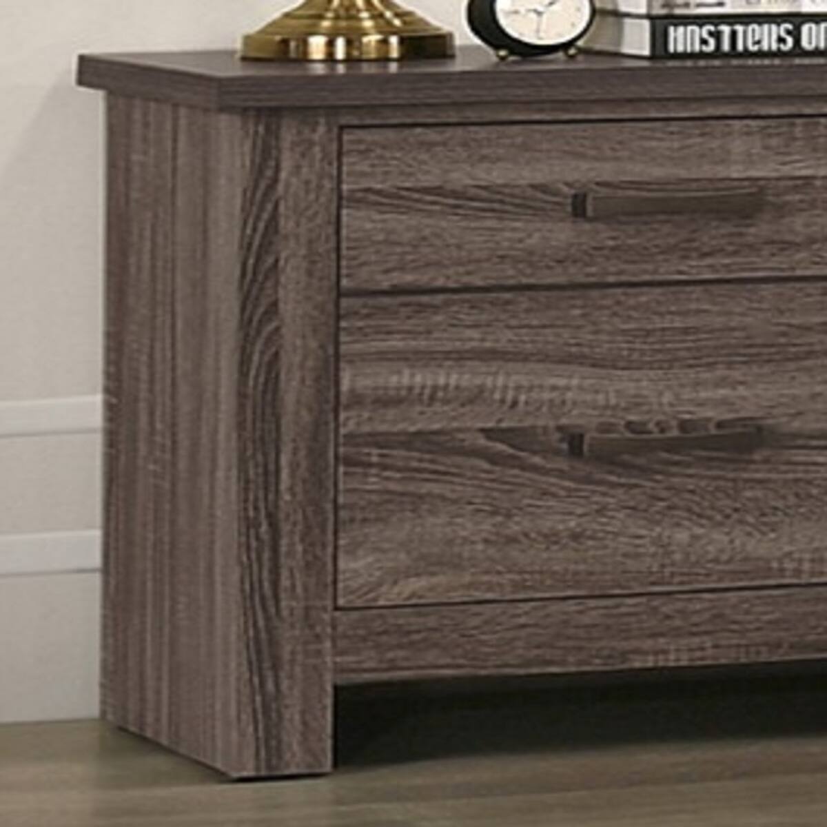 Alt View 4. Loheer - Loheer Natural Finish Wooden Nightstand, 2 Drawer Bedside Table, 24 in High - Natural.