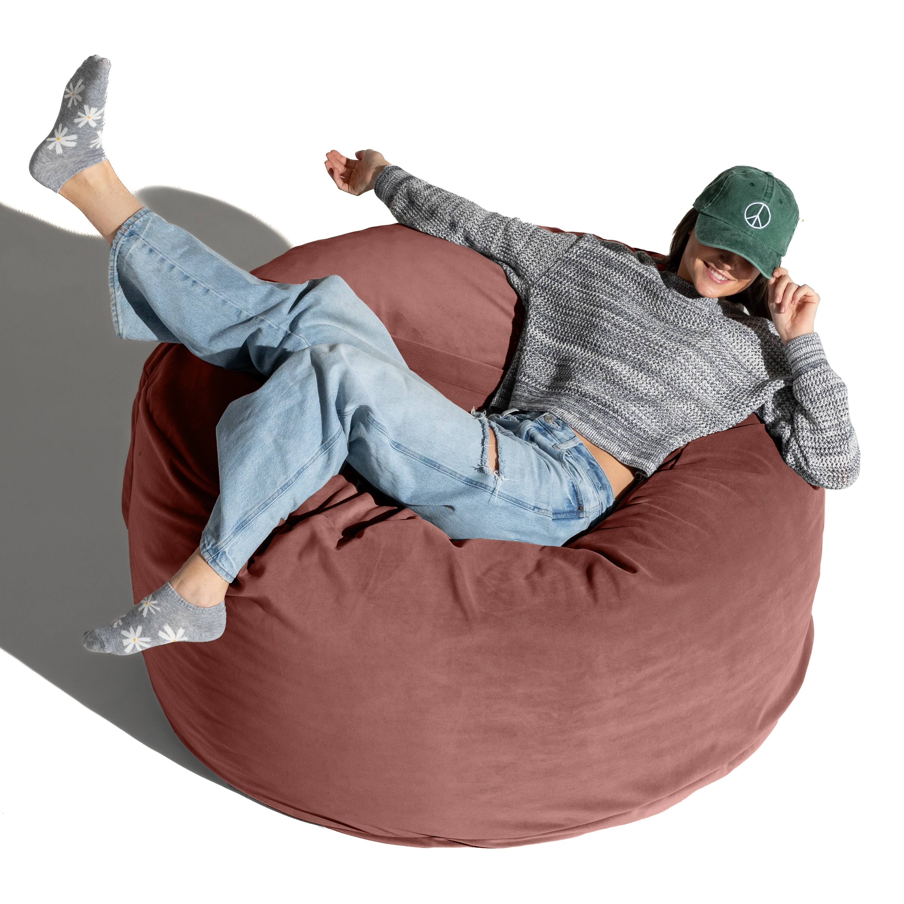 Left. Jaxx - Jaxx 4 Foot Saxx - Large Round Bean Bag Chair for Adults - Lush Velvet Mauve - Lush Velvet Mauve.