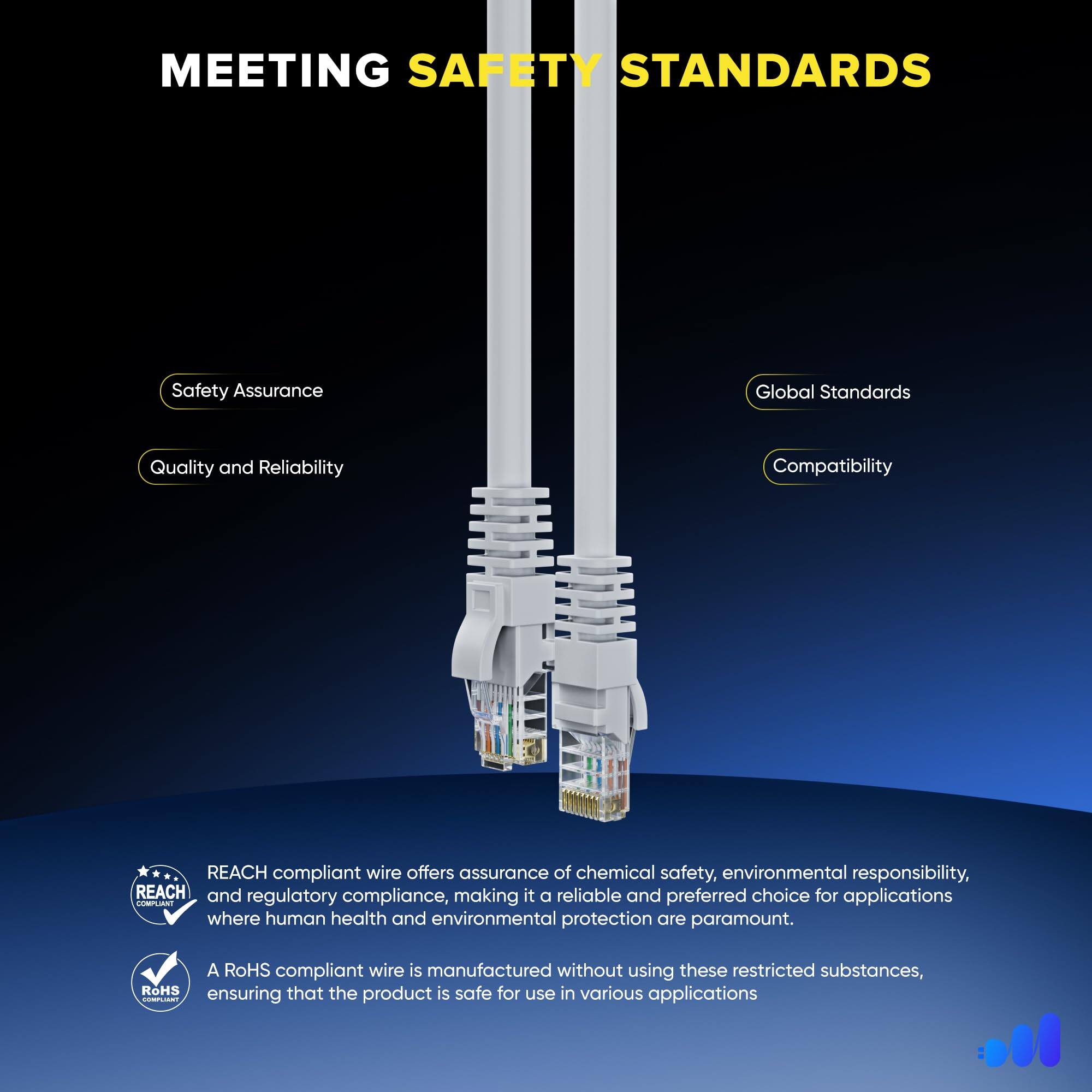 **MEETING SAFETY STANDARDS**

- Safety Assurance
- Quality and Reliability
- Global Standards
- Compatibility

REACH compliant wire offers assurance of chemical safety, environmental responsibility, REACH and regulatory compliance, making it a reliable and preferred choice for applications where human health and environmental protection are paramount.

A RoHS compliant wire is manufactured without using these restricted substances, RoHS ensuring that the product is safe for use in various applications.