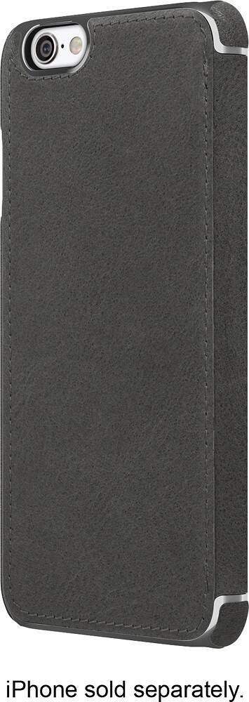 Front. ADOPTED - Leather Folio Case for Apple® iPhone® 6 and 6s - Charcoal/Nickel.