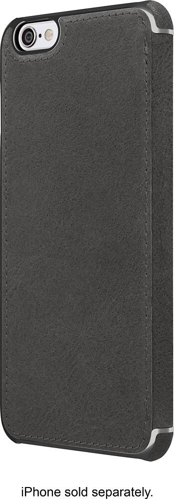 Front. ADOPTED - Leather Folio Case for Apple® iPhone® 6 Plus and 6s Plus - Charcoal/Nickel.