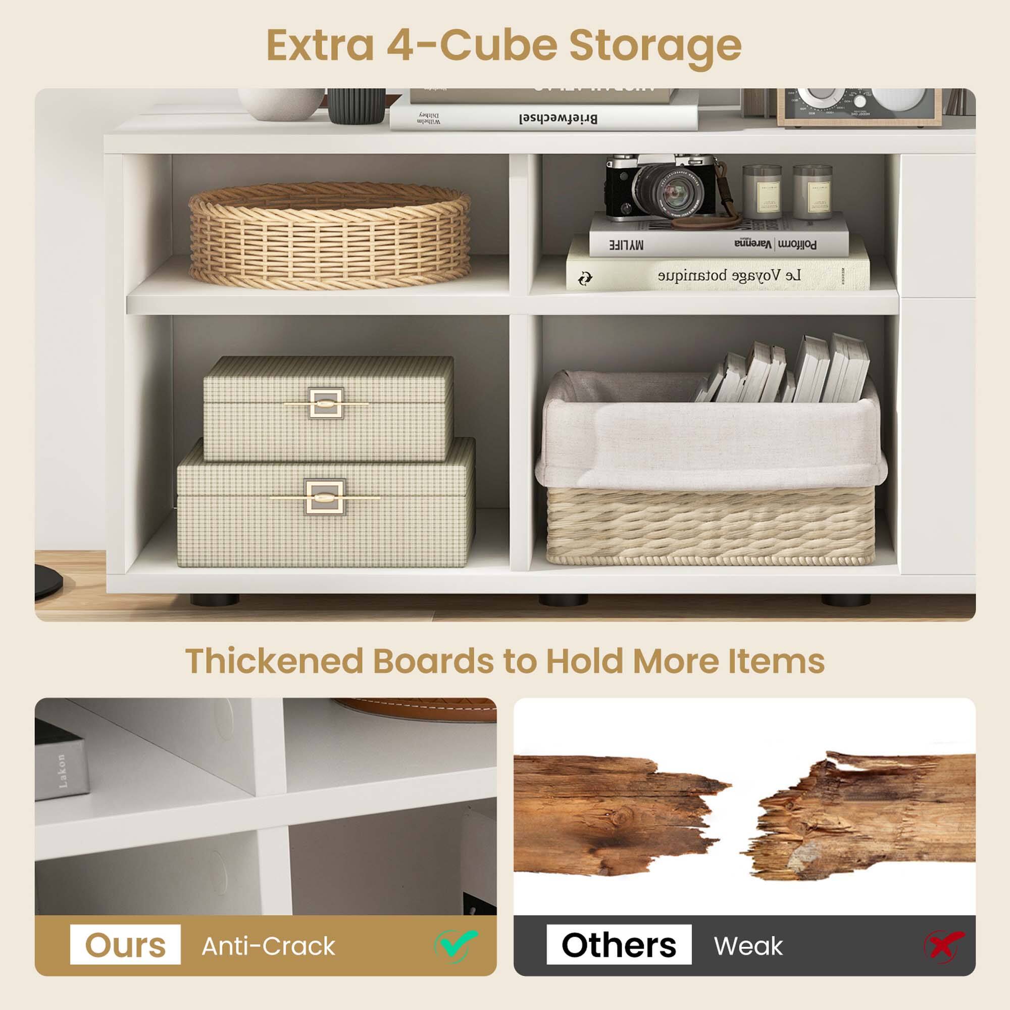 Extra 4-Cube Storage

Thickened Boards to Hold More Items

Ours: Anti-Crack

Others: Weak