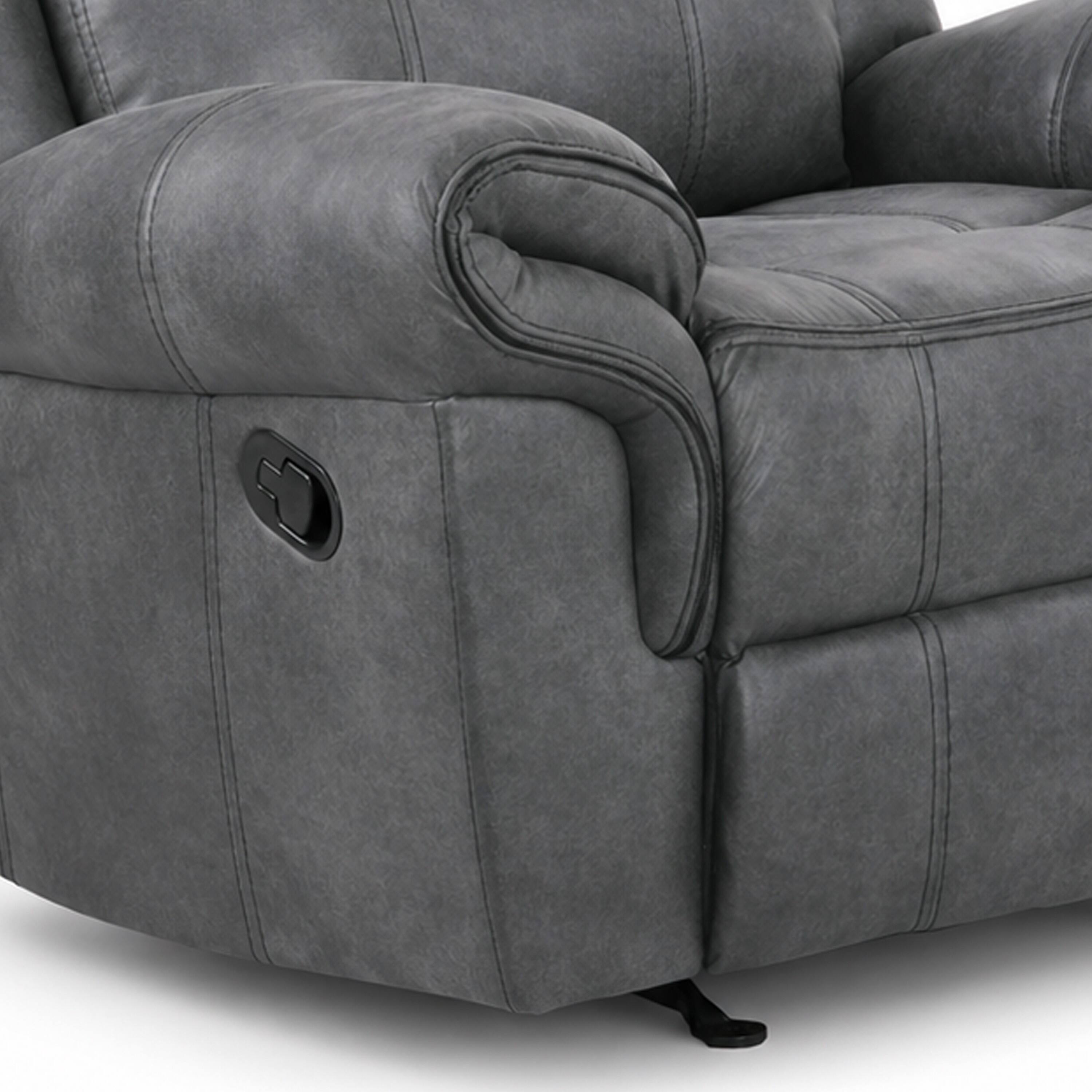 Alt View 2. Manhattan Lane - Arisa Manual Glider Recliner Chair w Wood Frame,  Faux Leather - Dark Gray.