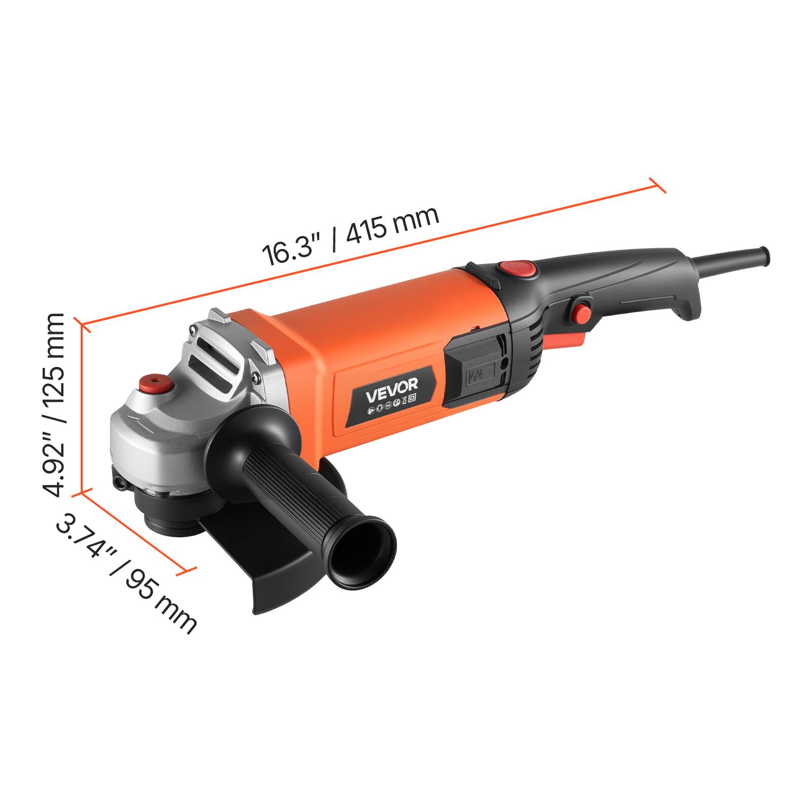 mm 125 / 4.92" 3.74" I 95 mm  
415 mm 16.3" | AN VEVOR