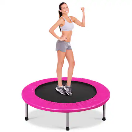 Front. Costway - Costway 38" Rebounder Trampoline Adults and Kids Exercise Workout w/Padding & Springs - Pink.