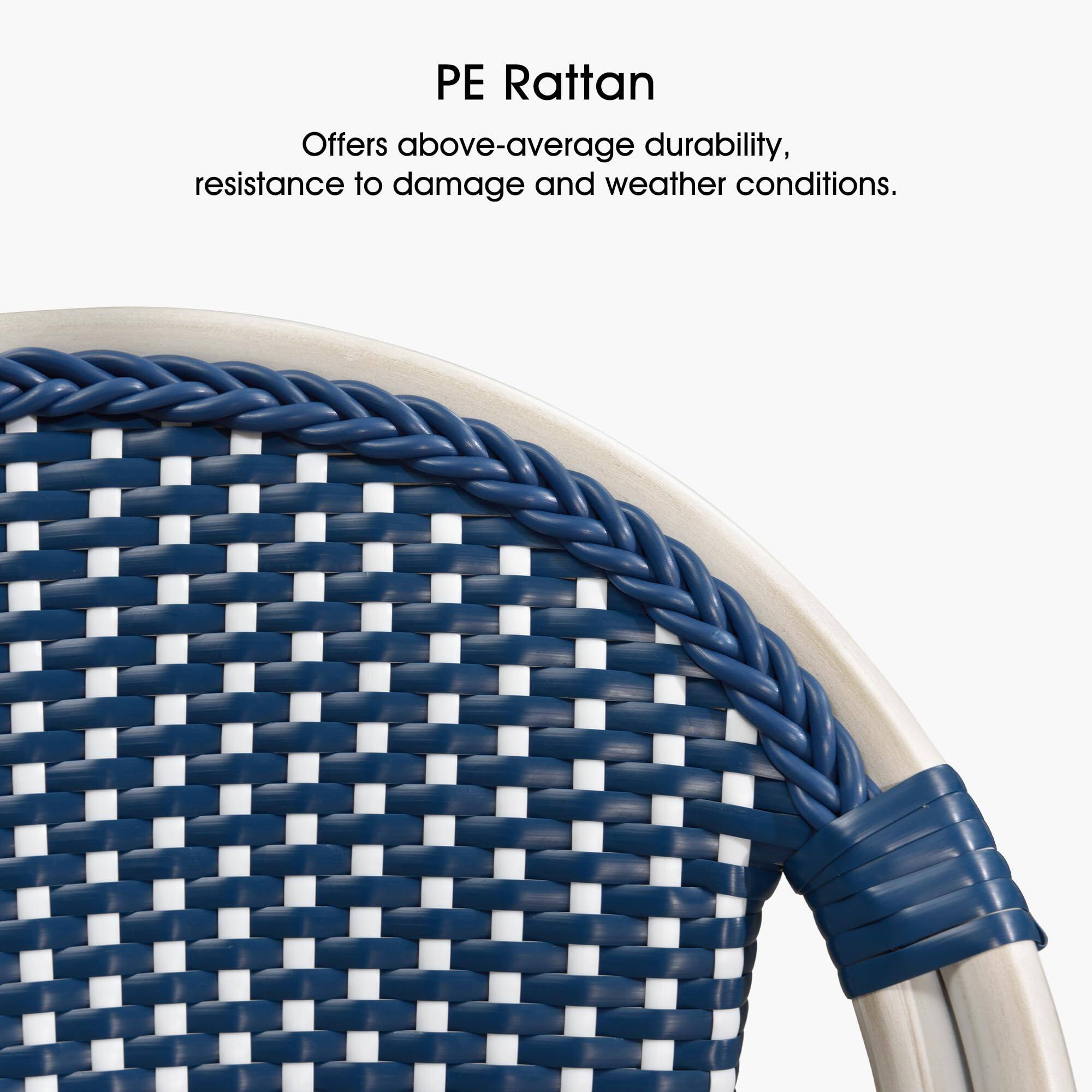 PE Rattan  
Offers above-average durability, resistance to damage and weather conditions.