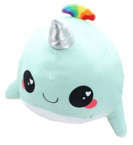 Seven20 - Glitter Galaxy 12-Inch Rainbow Spout Narwhal Collectible Plush - Blue