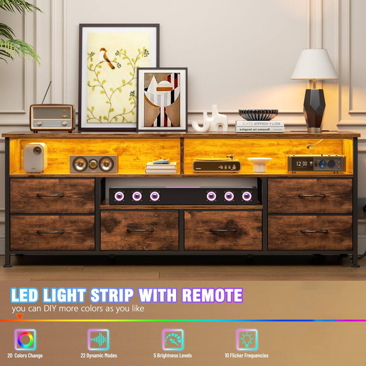 A STYLE Y KELLY inspire - Haams 1200 LED LIGHT STRIP WITH REMOTE you can DIY more colors as you like 20 Colors Change 22 Dynamic Modes 5 Brightness Levels 10 Flicker Frequencies