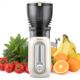 ZACHVO - 5.8" Extra Wide Feed Chute Cold Press Juicer for Whole Fruits & Vegetables, High Yield, 300W, Easy Clean - White
