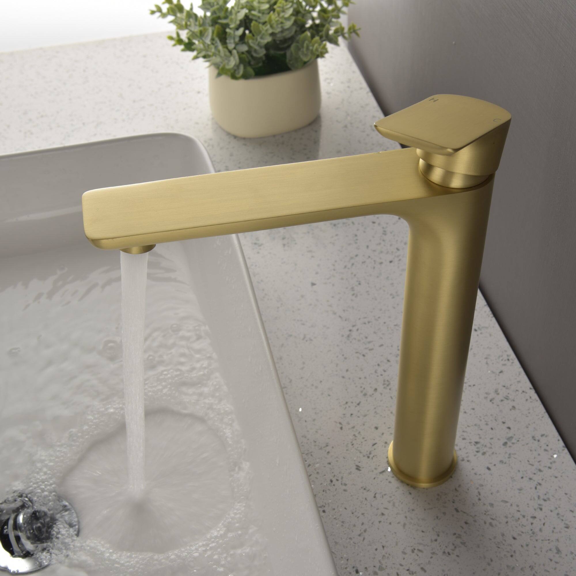 Alt View 7. Boyel Living - 1.2 GPM Single Handle Single Hole Bathroom Faucet with Water Supply Hose and Built in Aerator in Brushed Gold Tall - Brushed Gold.