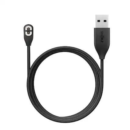 Front. Shokz - 2' USB-A to 2-Pin Magnetic OpenRun Pro/OpenRun Charging Cable - Black.