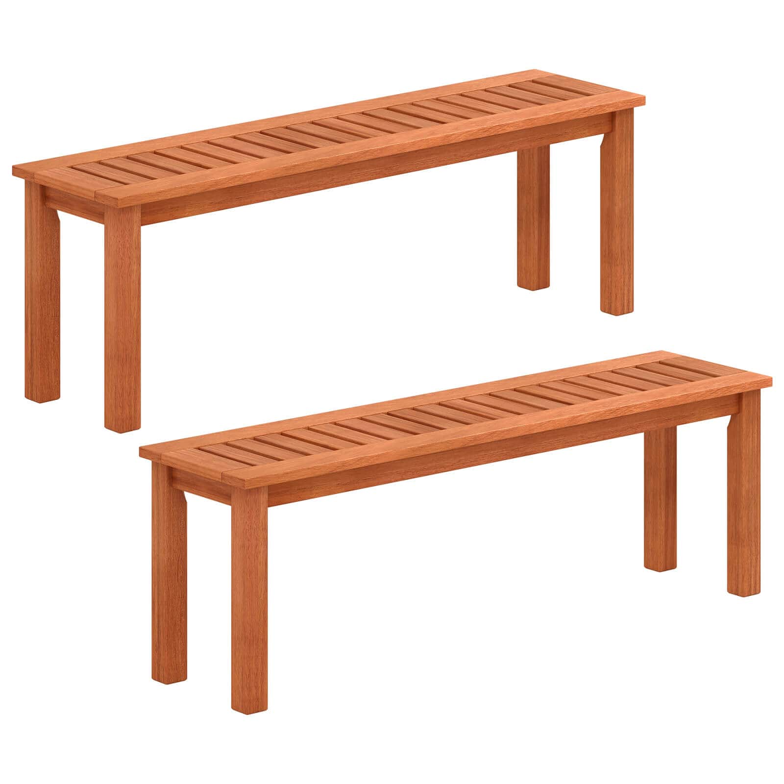 Costway - 2 PCS 47 Inch Patio Wood Bench 2-Person Backless Bench with Slatted Seat Teak - Black price history on PriceWatchPro