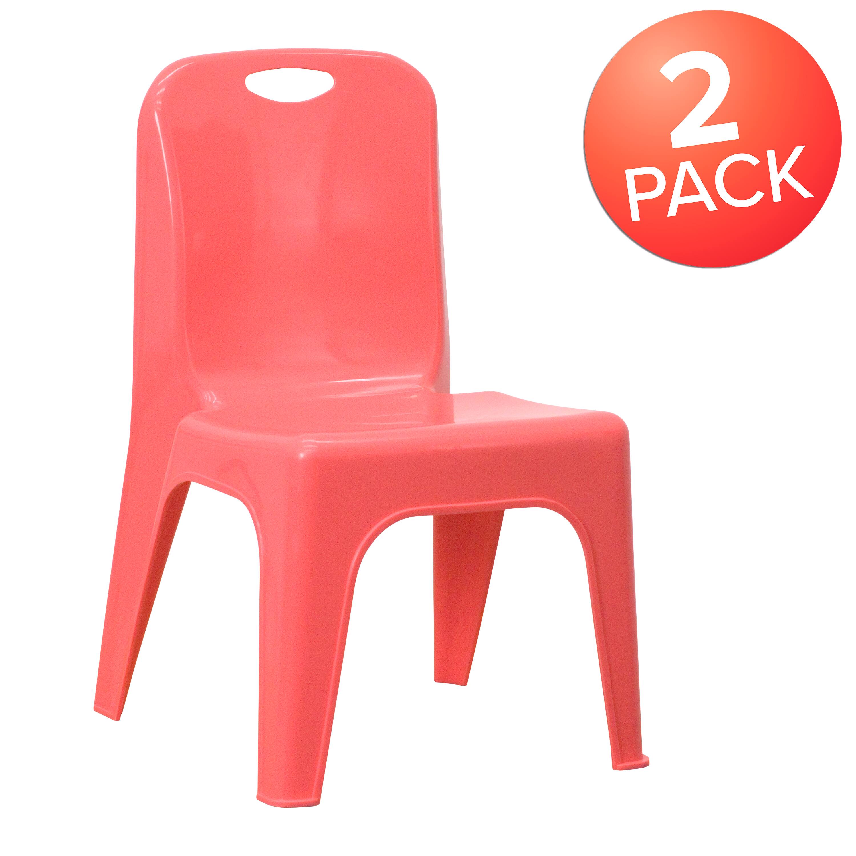 Alt View 1. Emma + Oliver - 2 Pack Plastic Stackable School Chair with Carrying Handle and 11"H Seat - Red.