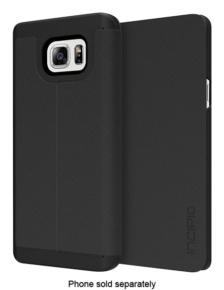 Incipio - Lancaster Folio Case for Samsung Galaxy Note 5 Cell Phones - Black - Larger Front