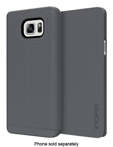 Incipio - Lancaster Folio Case for Samsung Galaxy Note 5 Cell Phones - Gray - Larger Front