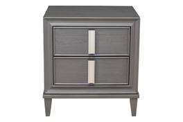 Manhattan Lane - Wooden Nightstand With Two Drawers and Tapered Legs - Gray and White