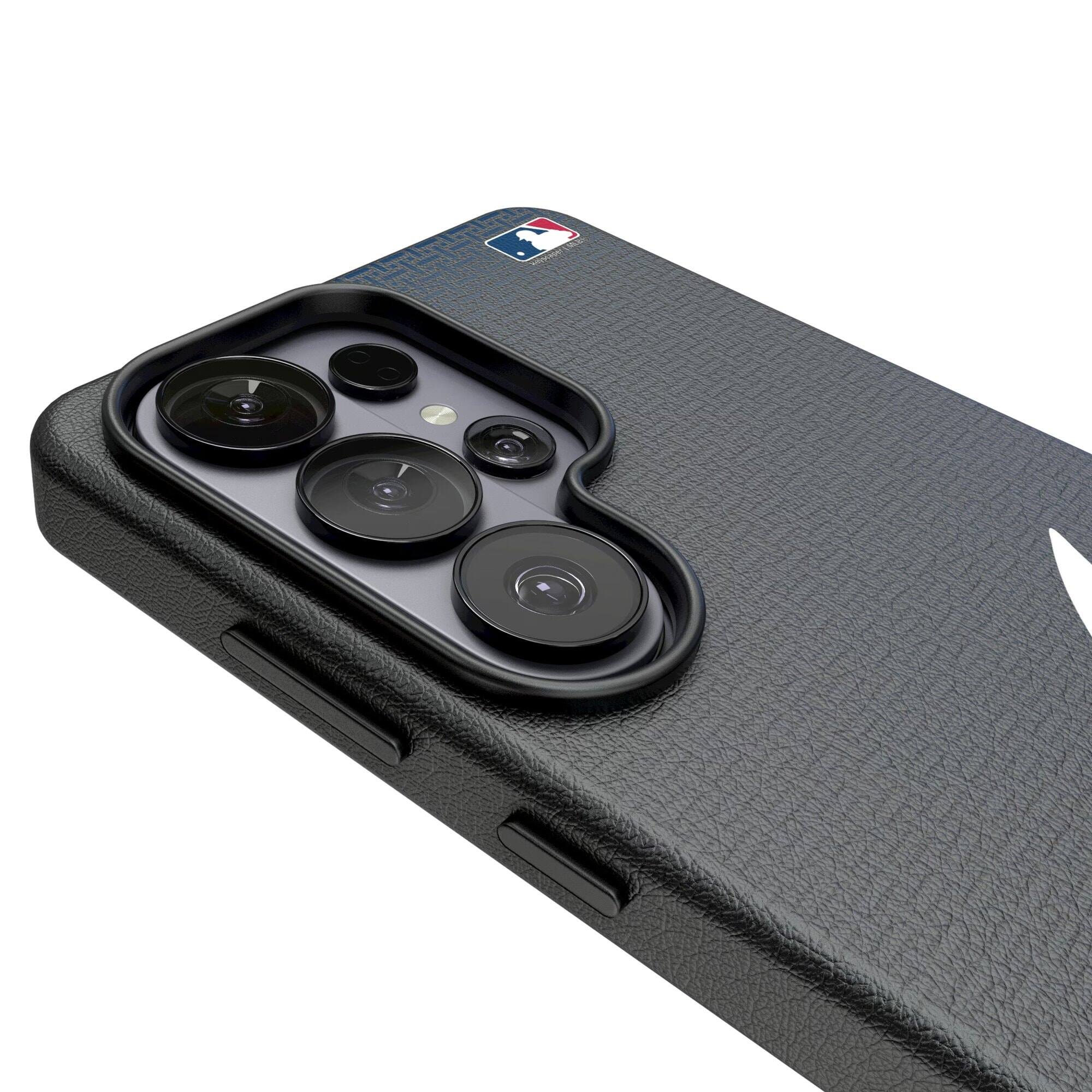 Alt View 2. Keyscaper - Atlanta Braves Linen Galaxy Magnetic Bump Case - S25 Ultra - Black.