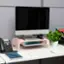 Angle. Mind Reader - Monitor Stand, Ventilated Laptop Riser, Paper Tray, Storage, Office, Metal Mesh, 20"L x 11.5"W x 5.5"H - Pink.