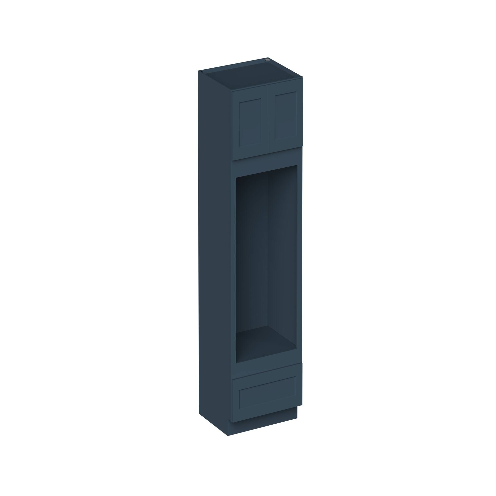 Angle. Boyel Living - 33-in W x 90-in H x 27-in D Shaker RTA Kitchen Double Oven Cabinet with Soft-Close - Charcoal Blue.