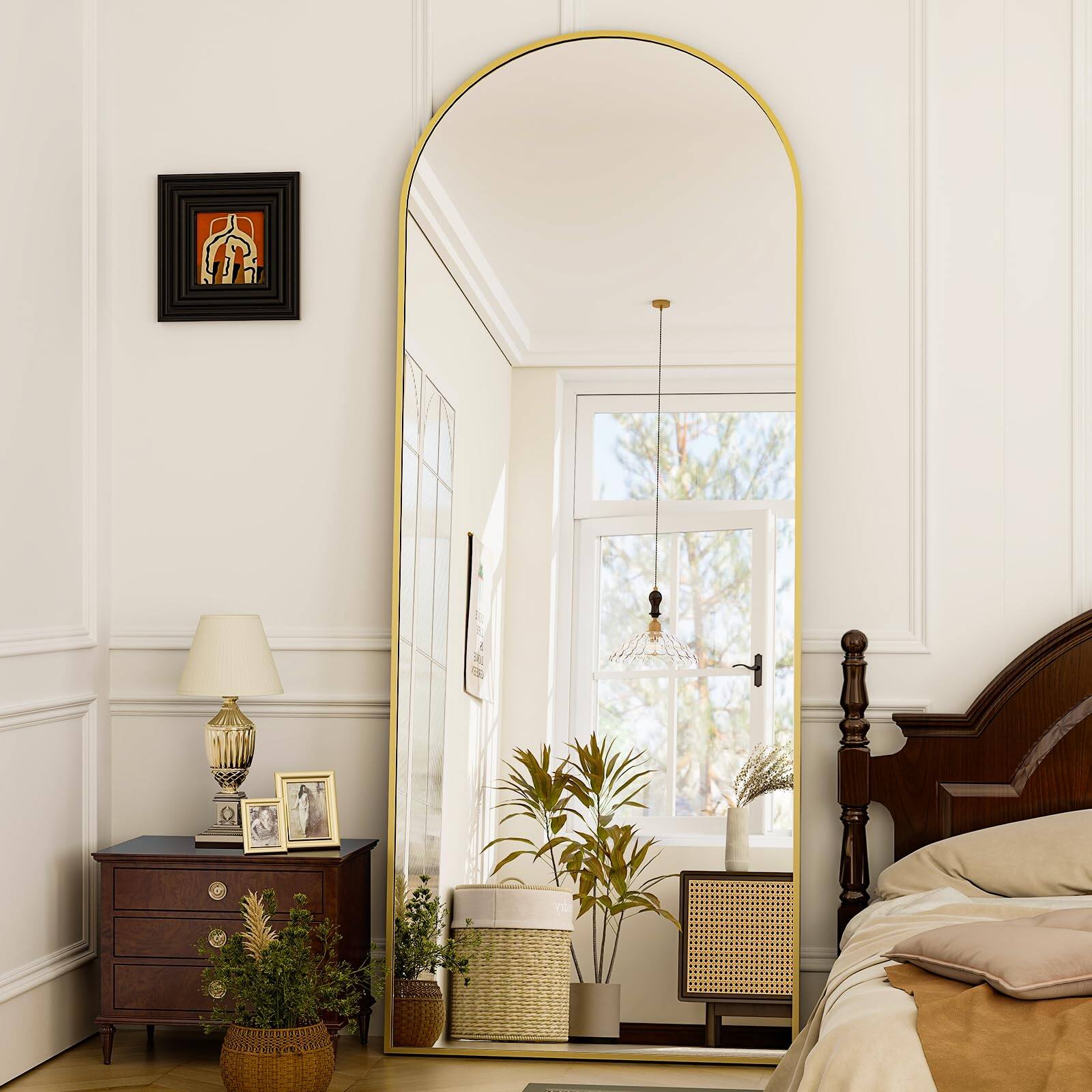 Back. Hirose Alice - Full Length Mirror aluminum Alloy Frame arch Mirror Hd full Body Mirror for Bedroom Or Living Room.