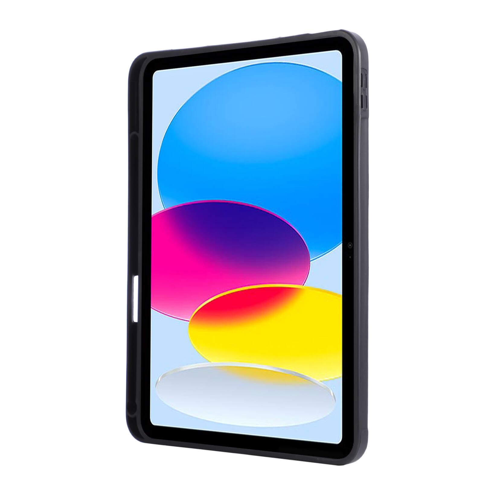 Back. Dteck - Shockproof Case for Apple iPad (A16) 11" 2025 with Hand Strap and Foldable Kickstand, PU Leather TPU Protective Cover - Black.