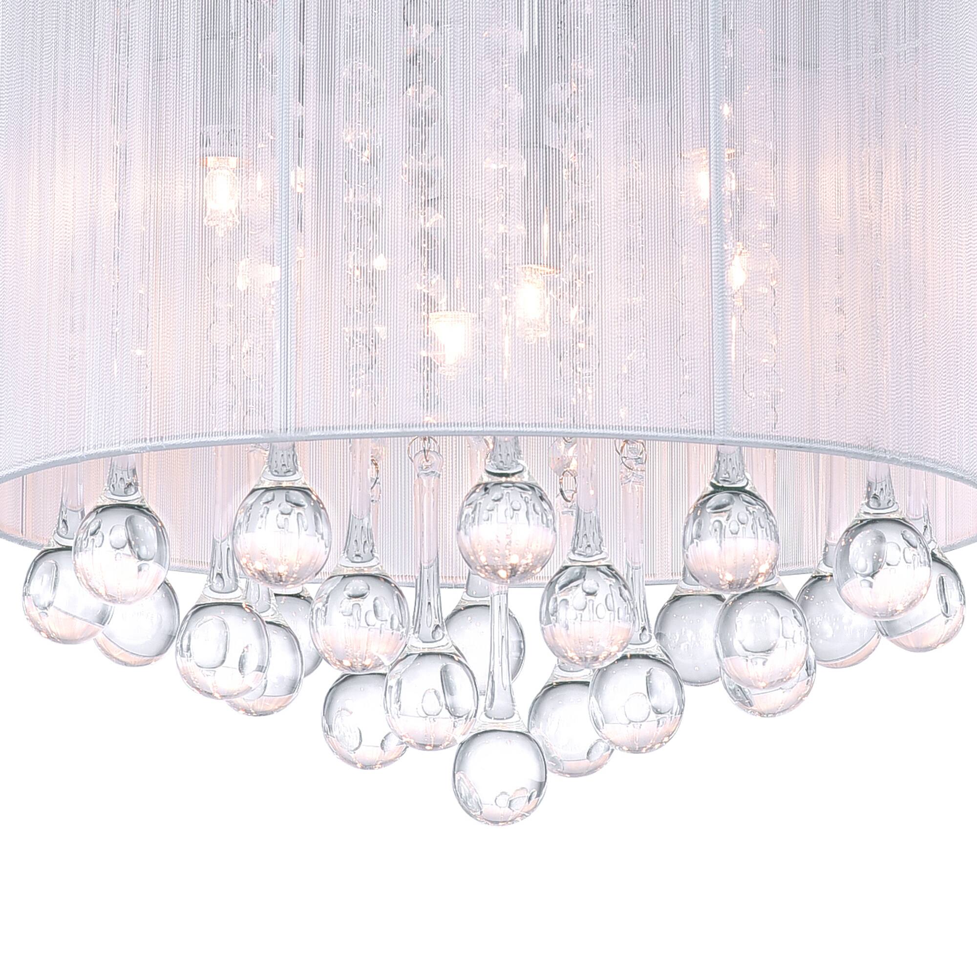 Back. CWI Lighting - Water Drop 6 Light Drum Shade Flush Mount With Chrome Finish - Chrome.