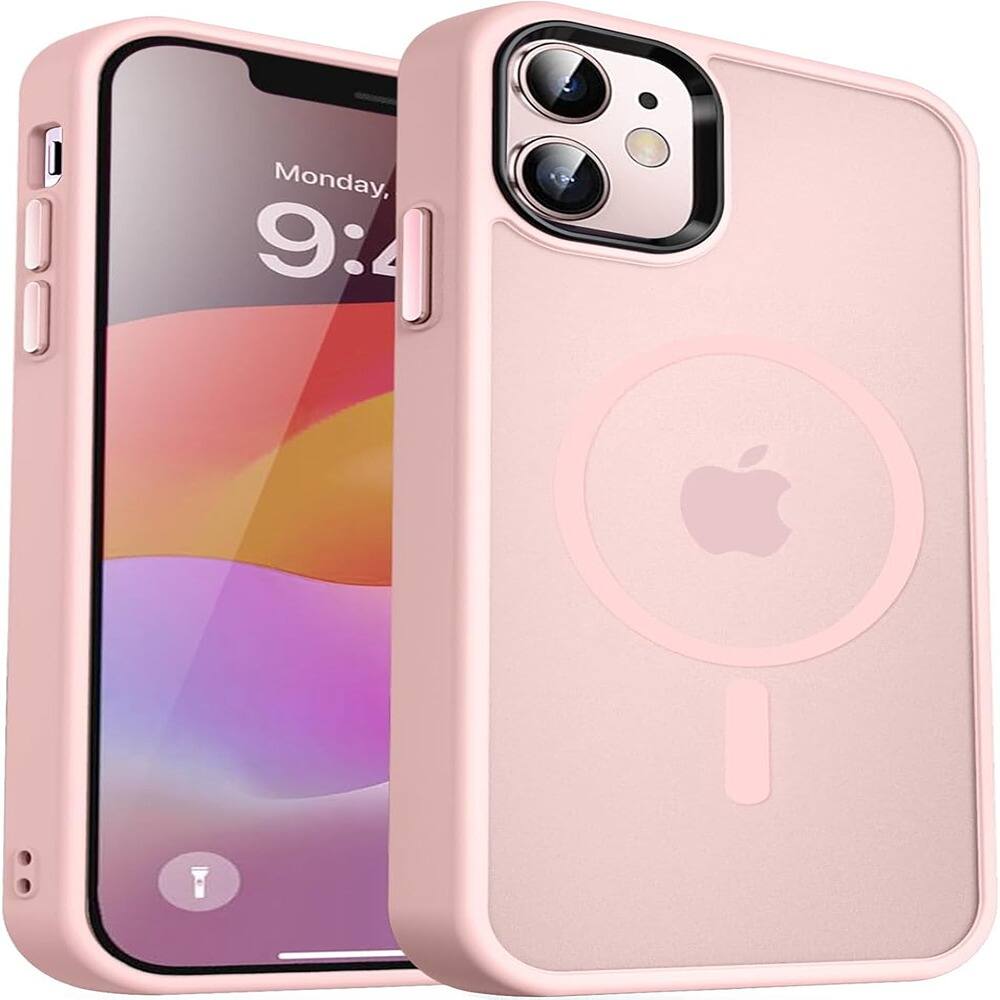Front. ACJPR - MagSafe iPhone 12/12 Pro Case, Slim Shockproof, Translucent Pink - Color: A-Pink Size: iPhone 12/iPhone 12 Pro 6.1inc.