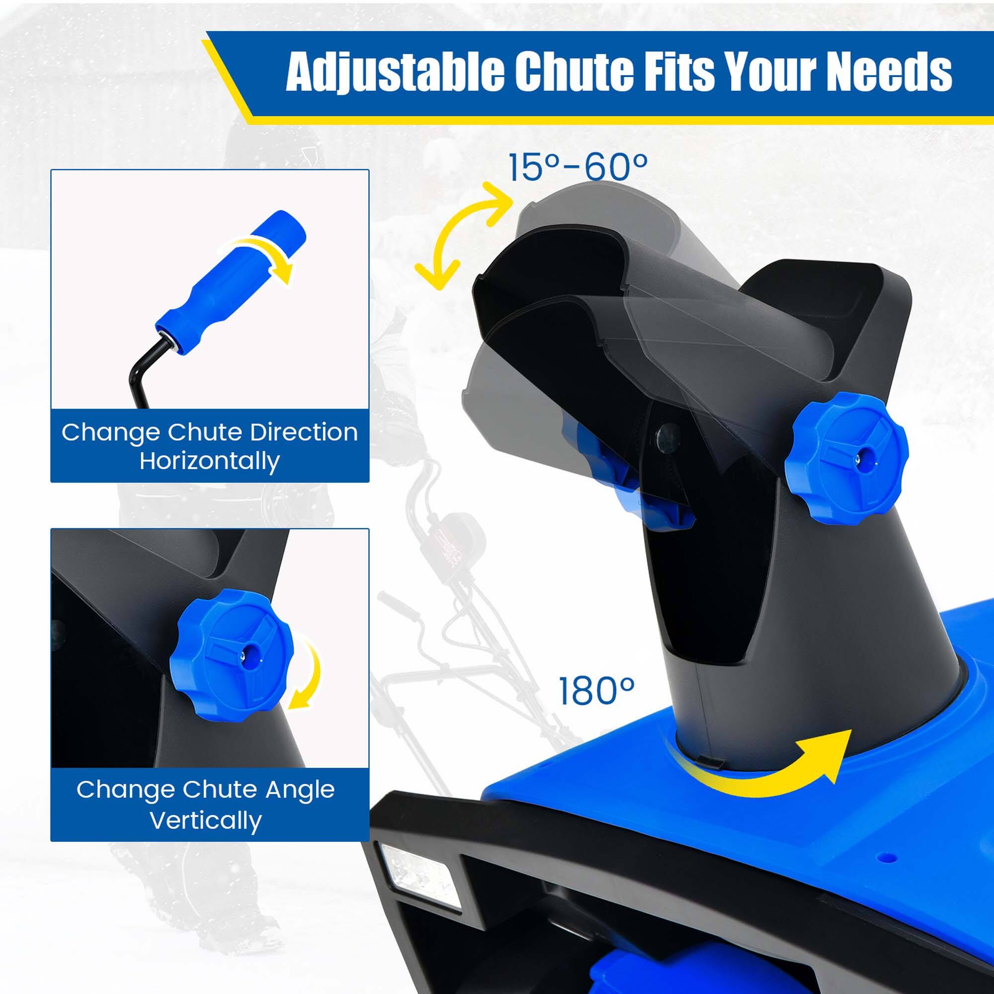 Adjustable Chute Fits Your Needs: Change Chute Direction Horizontally and Vertically.