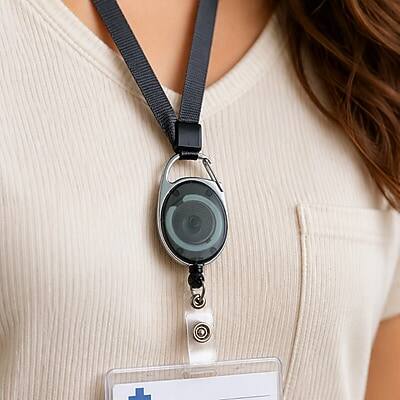 Alt View 5. Staples - Metal Carabiner Badge Reels, 30" Retractable Cord Length, Metal, 10/Pack - Smoke.