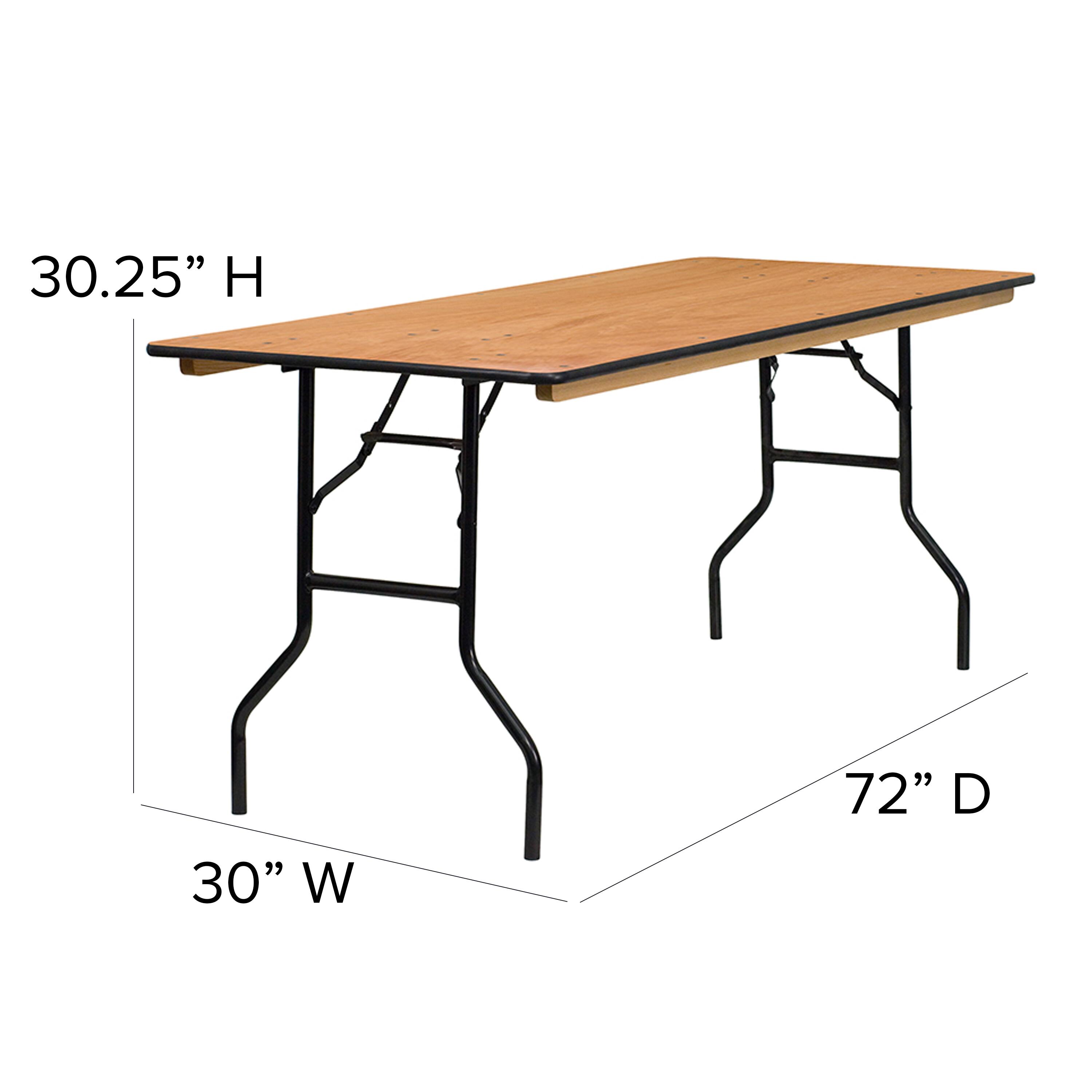 Alt View 12. Alamont Home - Gael 6-Foot Rectangular Wood Folding Banquet Table with Clear Coated Finished Top - Natural.
