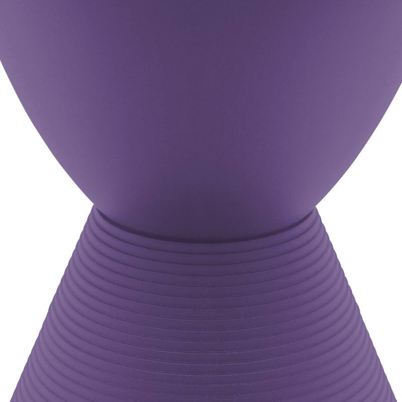 Alt View 6. LeisureMod - Boyd Modern Round Hourglass Accent Side Table, Drum Storage Table with Ribbed Base for Indoor/Outdoor - Purple.