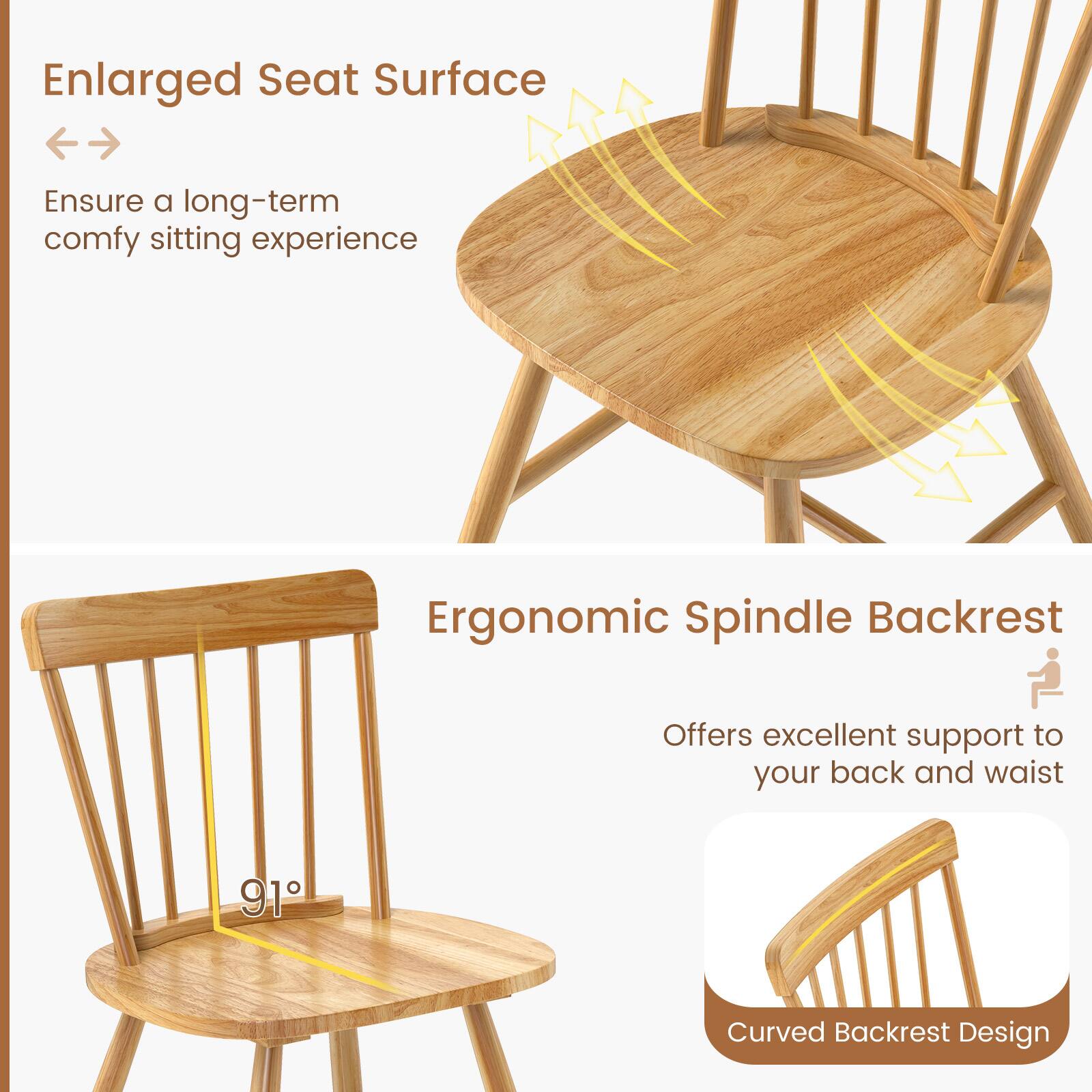 Enlarged Seat Surface  
Ensure a long-term comfy sitting experience  

Ergonomic Spindle Backrest  
Offers excellent support to your back and waist  

91° Curved Backrest Design