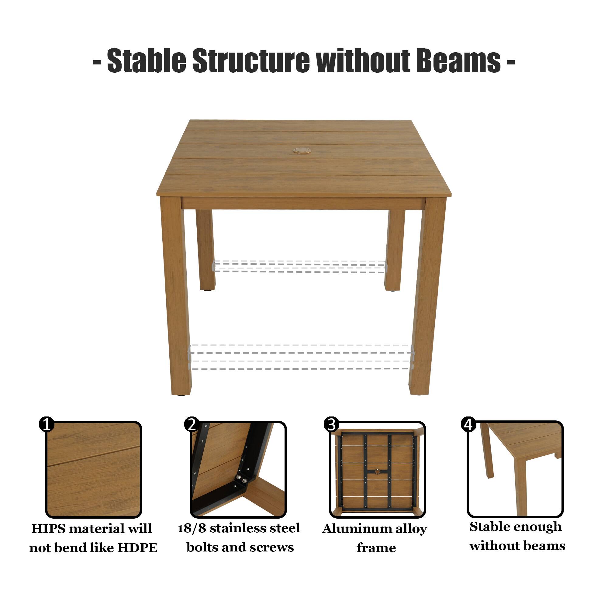 - Stable Structure without Beams -
1. HIPS material will not bend like HDPE
2. 18/8 stainless steel bolts and screws
3. Aluminum alloy frame
4. Stable enough without beams