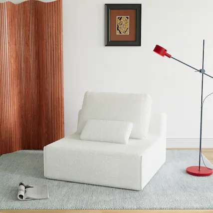 Front. GOODSILO - Oversized Modular Sectional Sofa Set with Plush Foam-Filled Cushions for Versatile Living Room Arrangements - Creamy White.