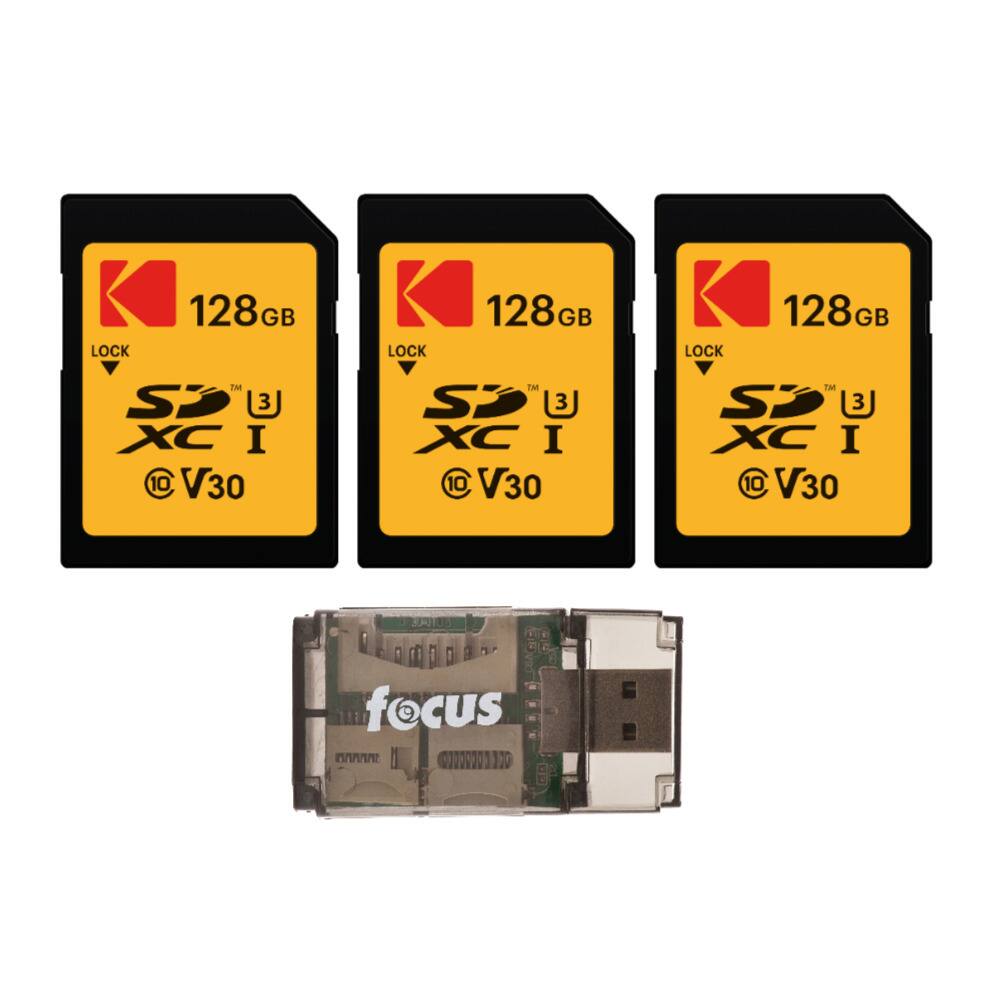 Kodak - SDXC 128GB UHS-I U3 V30 Ultra Memory Card Bundle with Card Reader