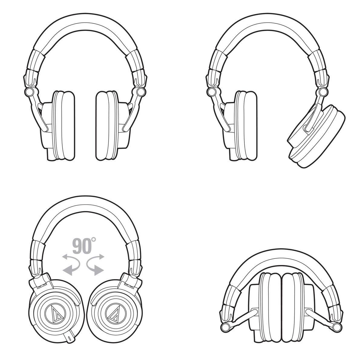 Alt View 7. Audio-Technica - Audio-Technica ATH-M50xWH Professional Monitor Headphones, White - White.