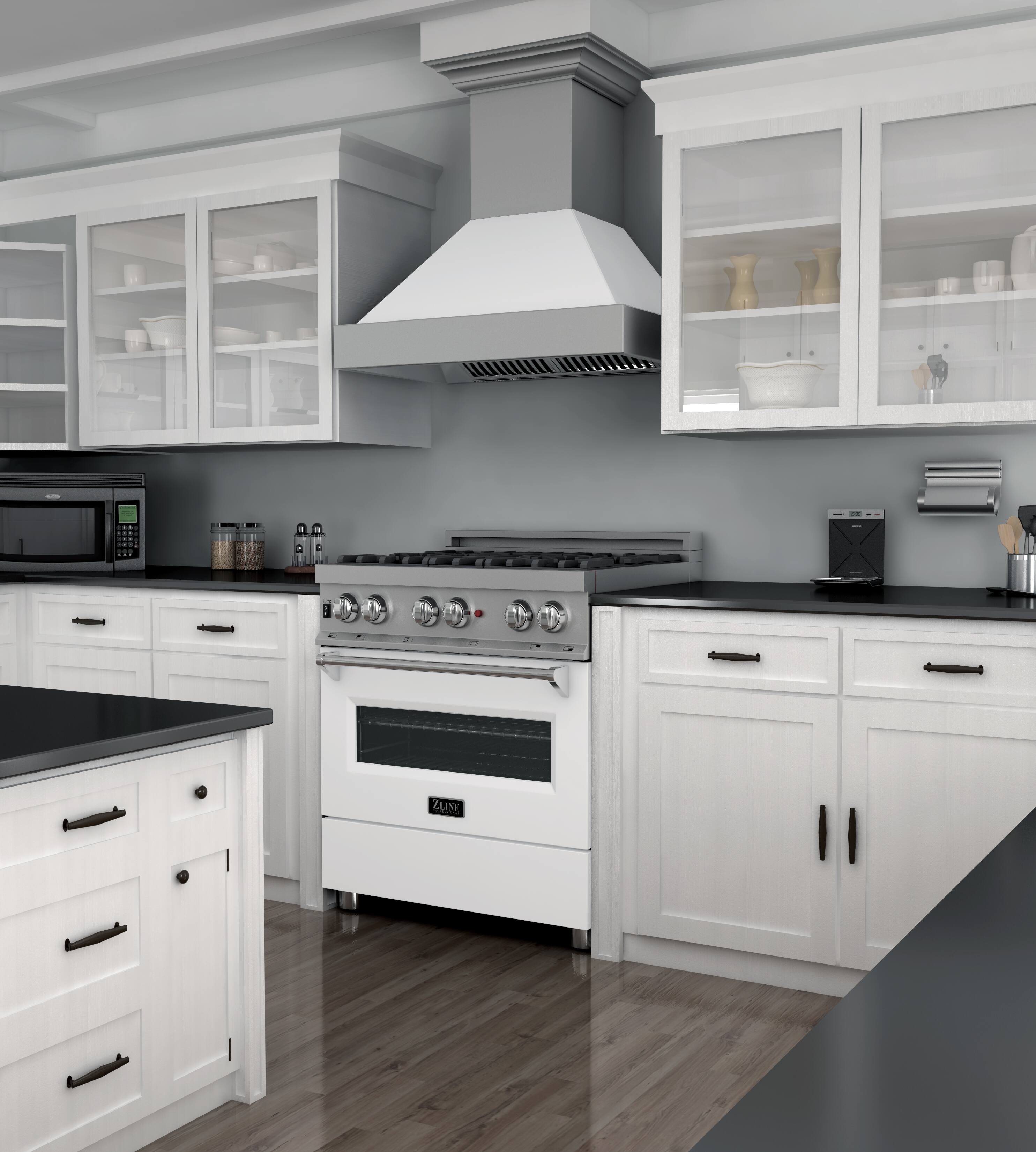 Alt View 7. ZLINE - ZLINE 30 in. Legacy Dual Fuel Range in Satin Stainless Steel w/ White Matte Door (RAS-WM-30) - Matte White.