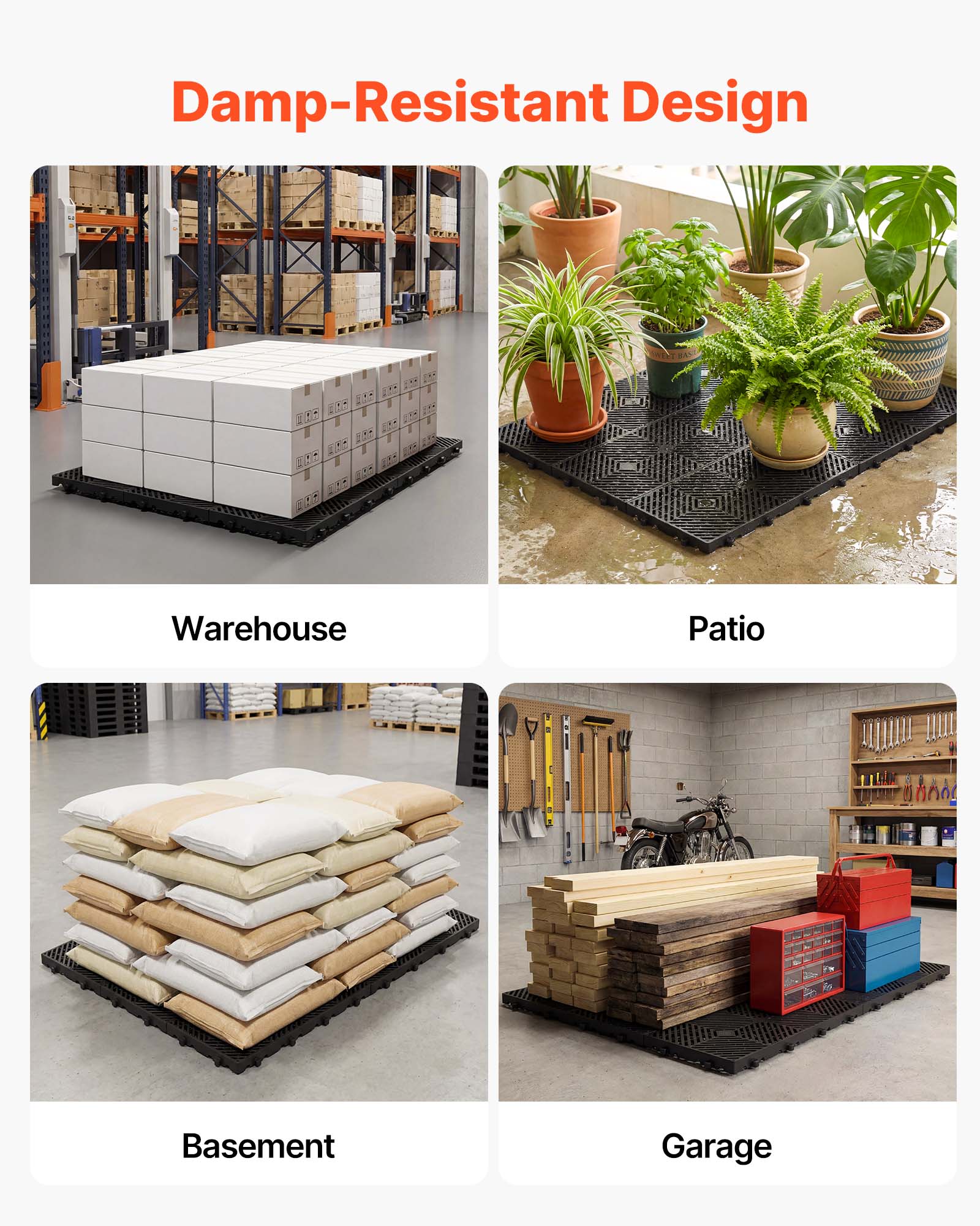VEVOR Plastic Pallets, 6 Pcs Plastic Pallets for Basement Storage ...