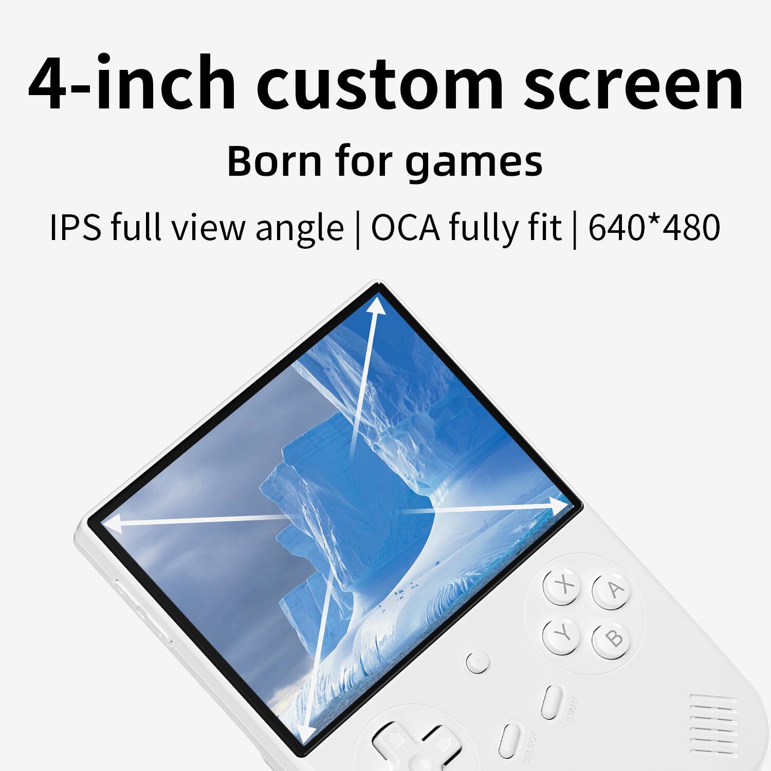 4-inch custom screen Born for games IPS full view angle | OCA fully fit | 640*480