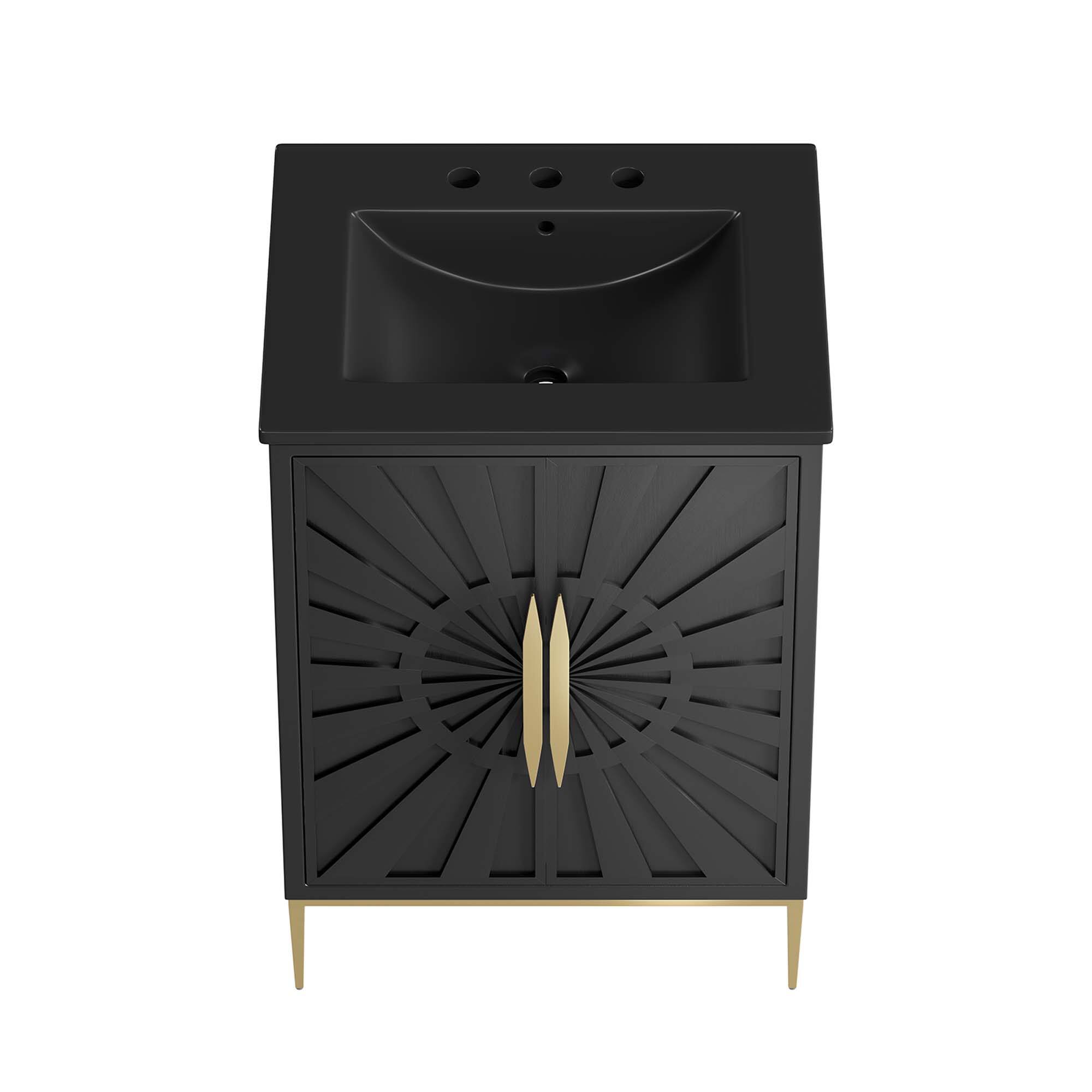 Alt View 5. Modway - Awaken Bathroom Vanity Basin Included by Modway - Black Black.