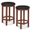 Front. Costway - Bar Stools Set of 2 Counter Height Stools with Round Seat & Footrest for Kitchen - Black.