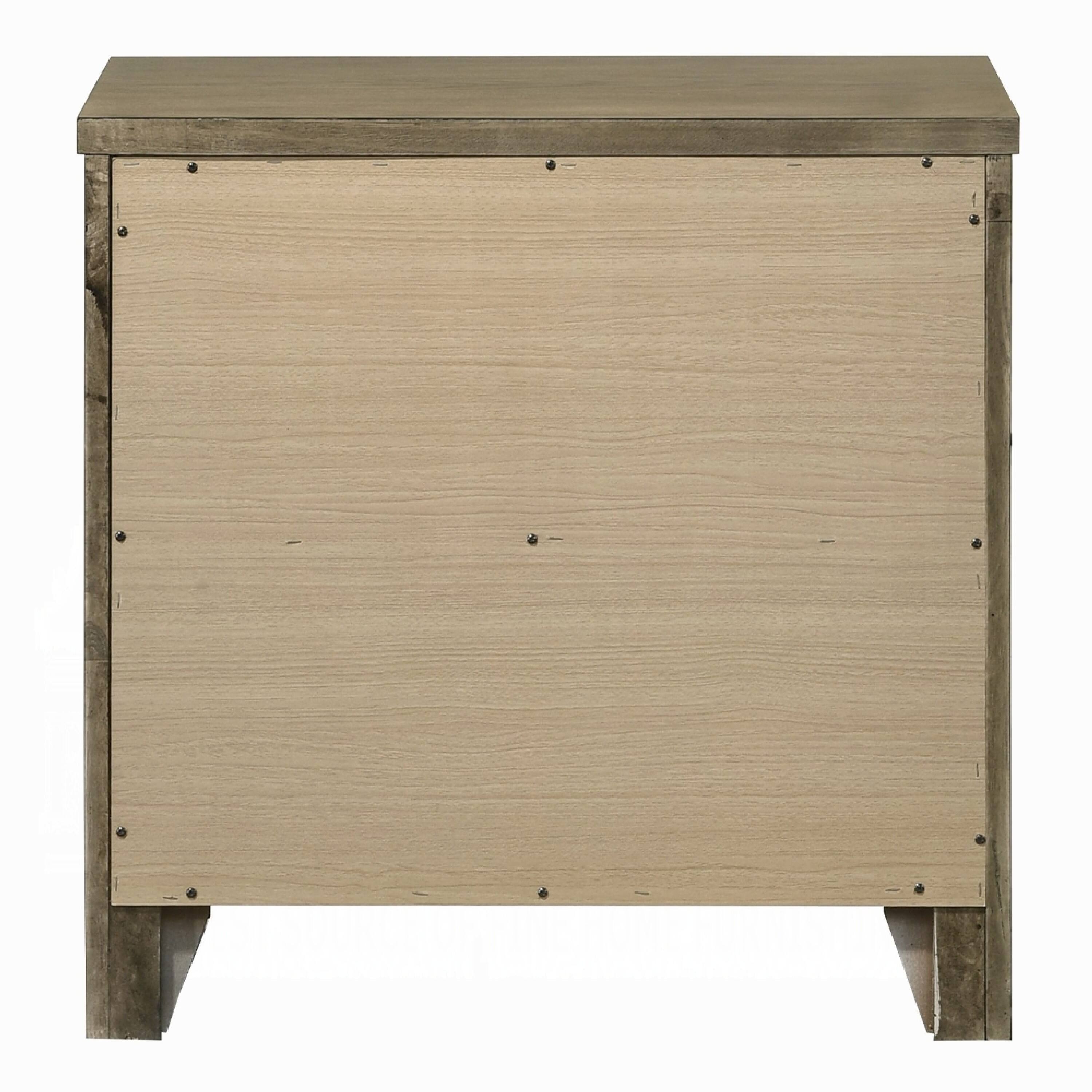 Back. Manhattan Lane - Cera Nightstand, 2 Drawers Handles, Tone Wood - Antique White Oak, Bronze.