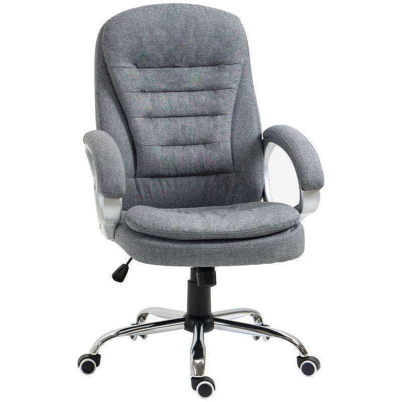 Alt View 1. HTUTWOO - High Back Executive Office Chair - Upholstered Thick Padding,Linen fabric, with Headrest Armrest for Home Office, Study - Grey.