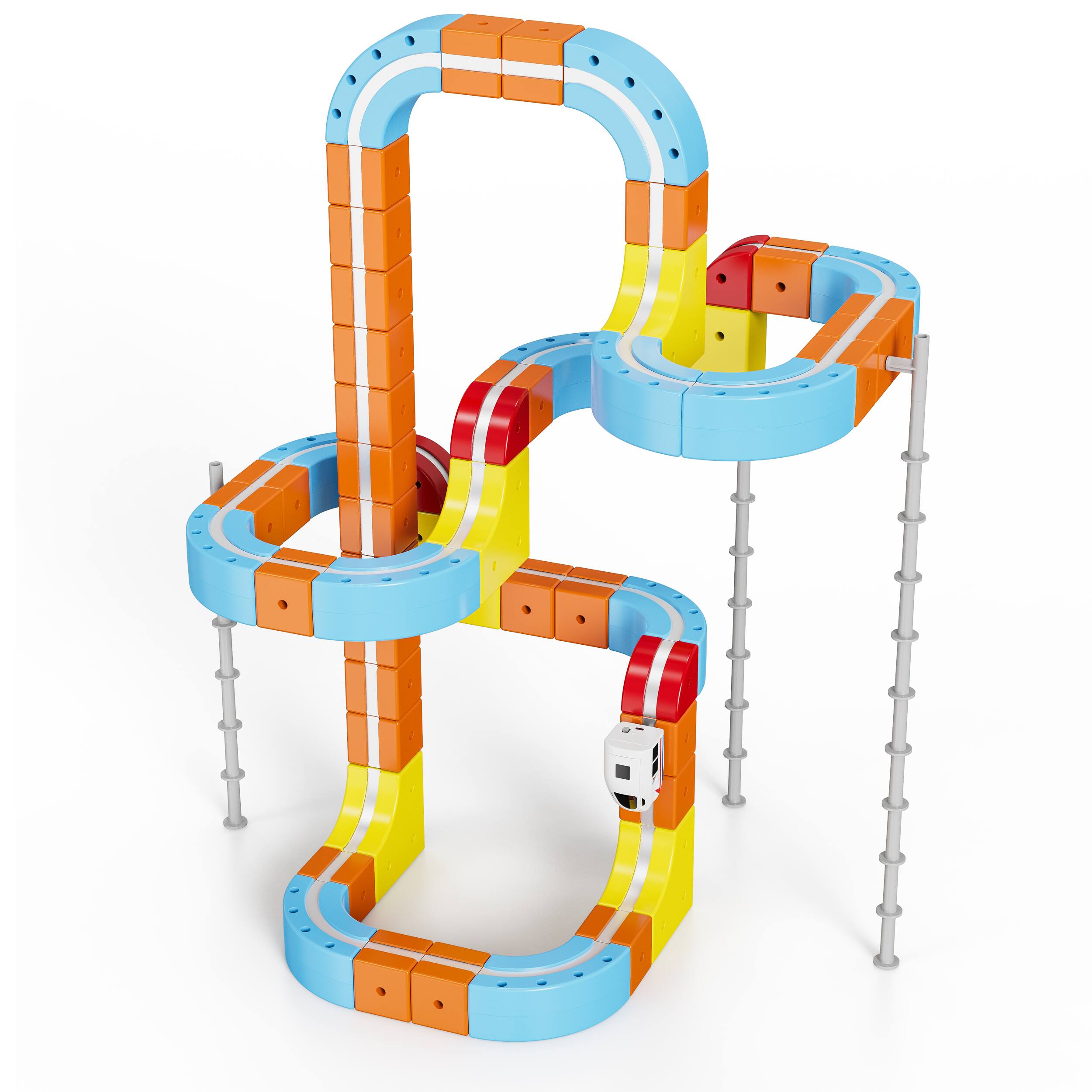 Alt View 2. Contixo - MT2 Magnetic Train Track Building Set, 150-Piece 3D Snap-Fit Track with Vertical Climbing & 2 Magnetic Trains.