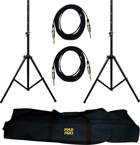 PYLE - PylePro Heavy-Duty Dual Speaker Stand - Black - Larger Front