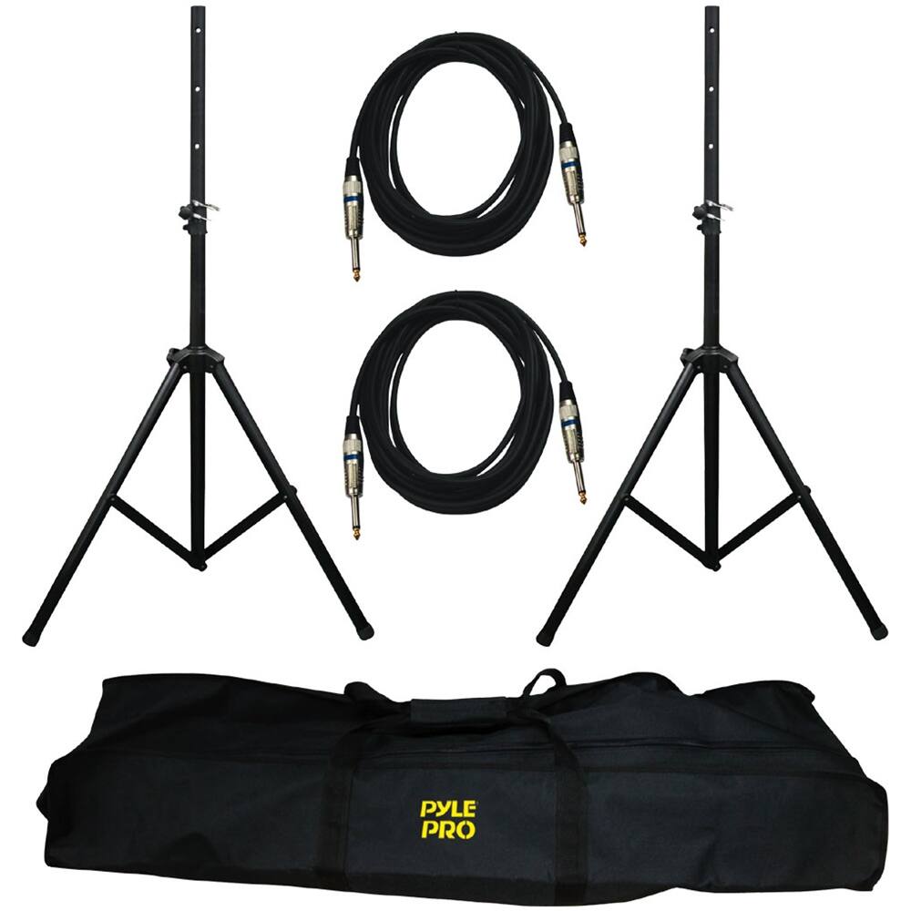 Front. PYLE - PylePro Heavy-Duty Dual Speaker Stand - Black.