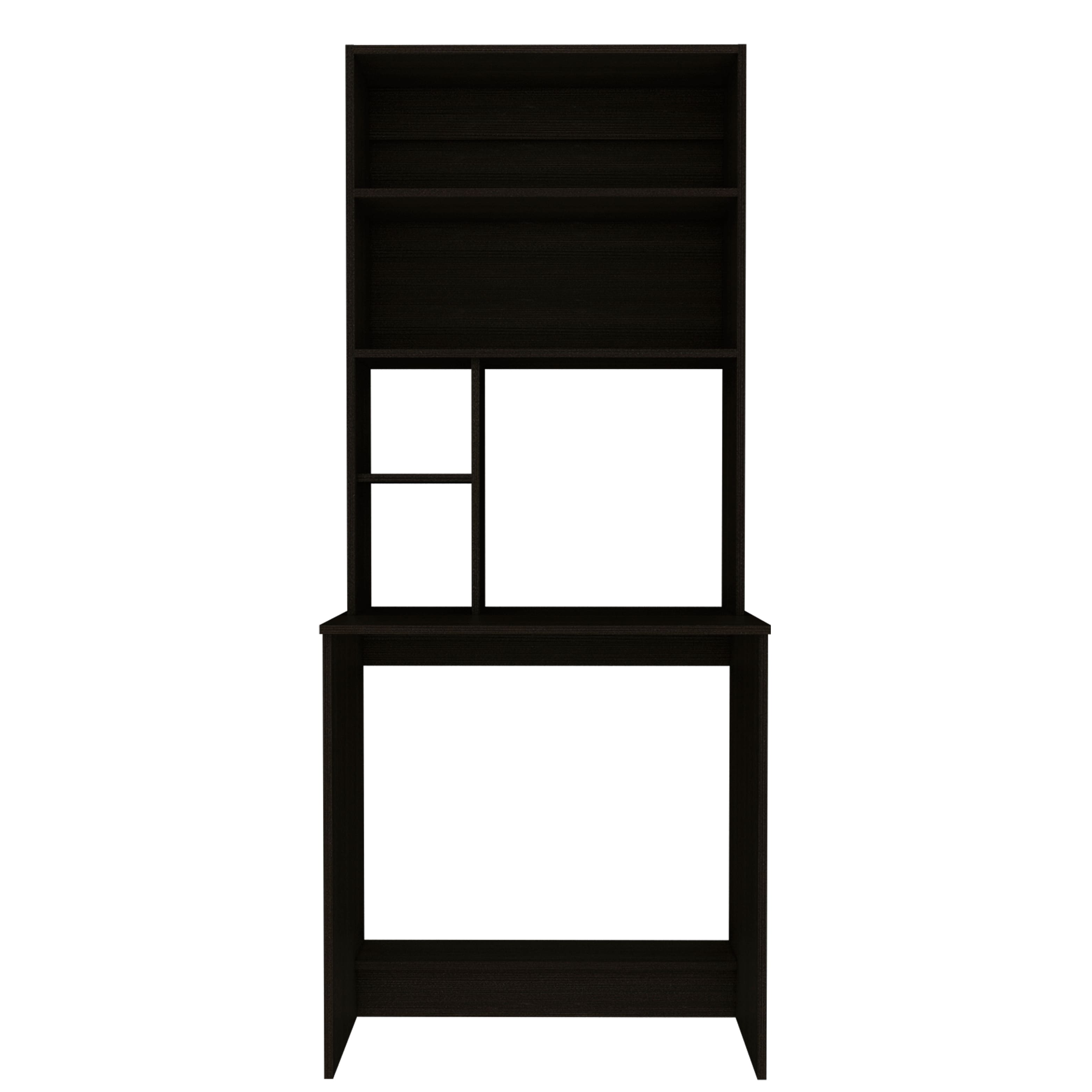 TinyHomie - Sawgrass Writing Computer Desk Hutch Four Shelves - Black