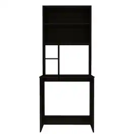 TinyHomie - Sawgrass Writing Computer Desk Hutch Four Shelves - Black