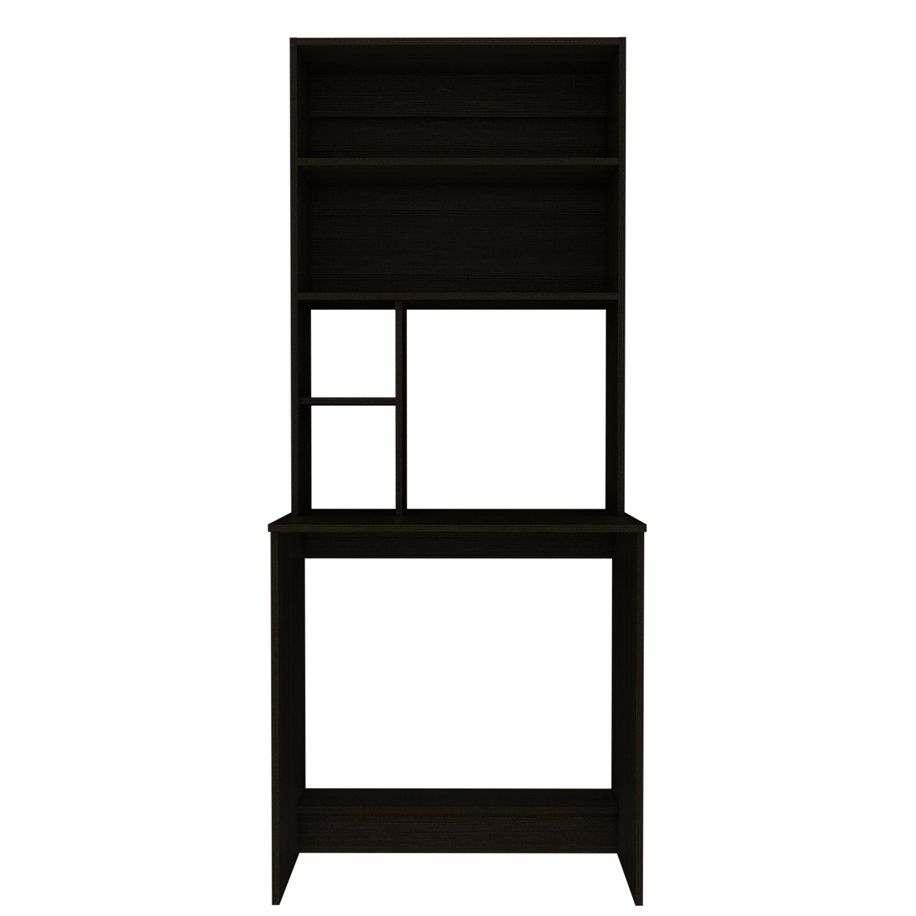 Front. TinyHomie - Sawgrass Writing Computer Desk Hutch Four Shelves - Black.